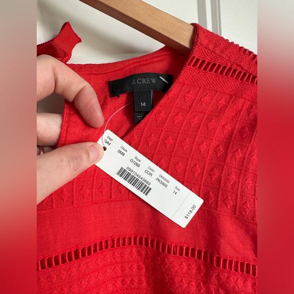 J. Crew  Flutter Sleeve Eyelet Shift Dress Sz 14 NWT - Picture 6 of 10